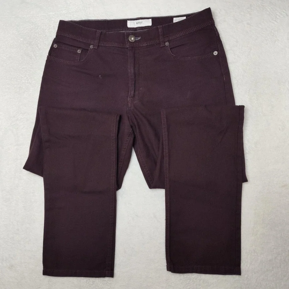 BRAX Jeans Mens 33x34 Purple Cooper Straight Dark‎ Wash Stretch Logo 5 Pocket